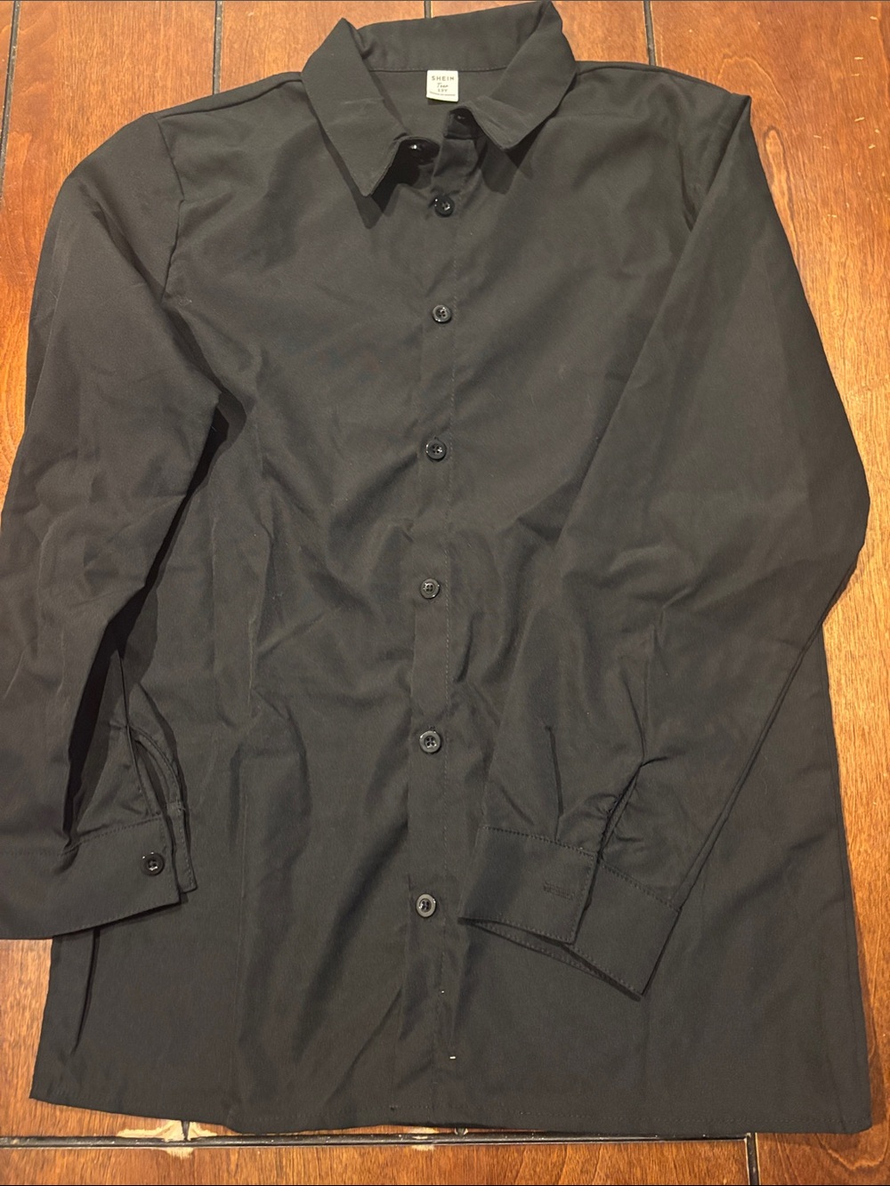 SHEIN Black Long-Sleeve Button-Down Shirt